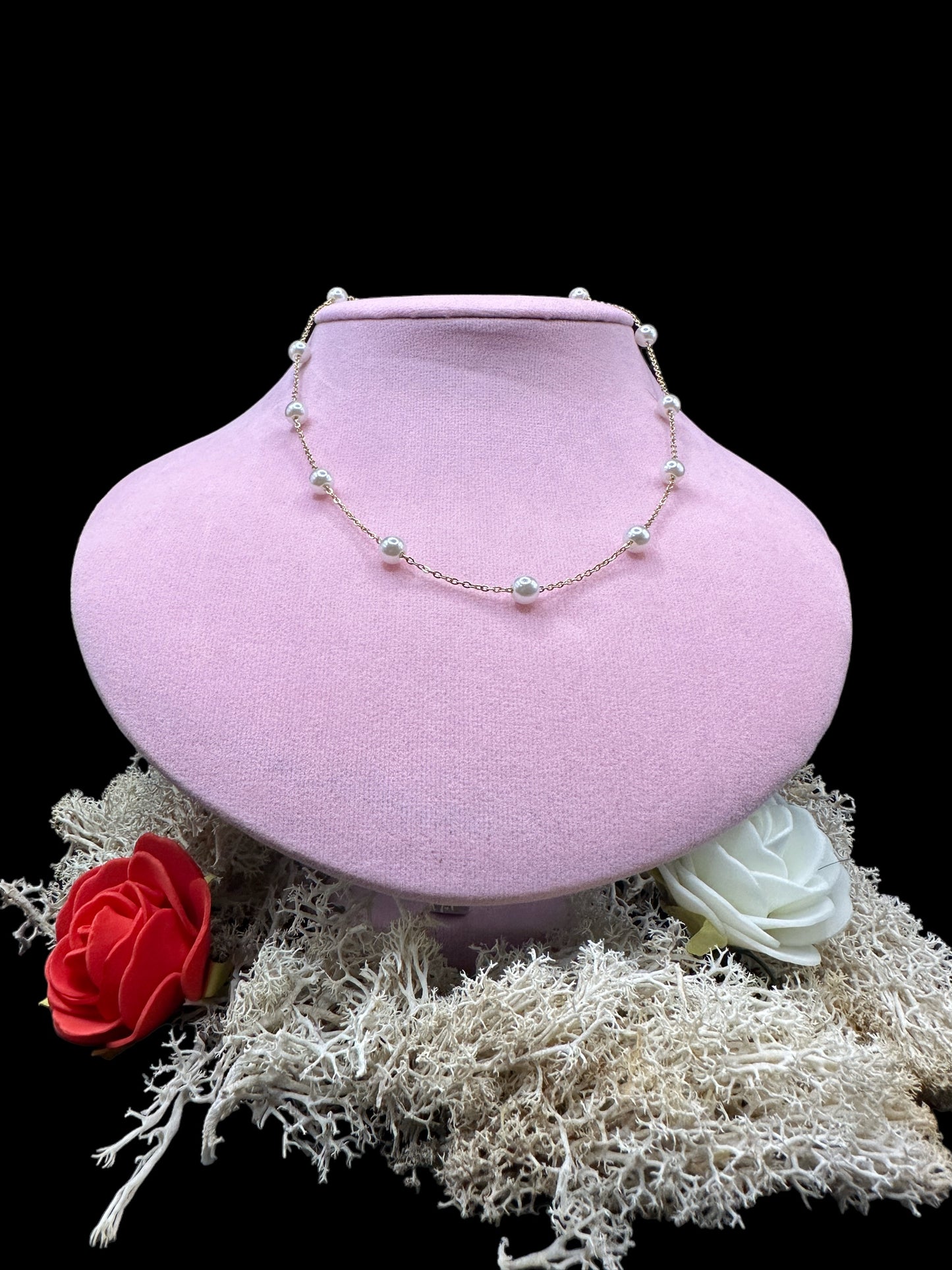 Collier perles blanche