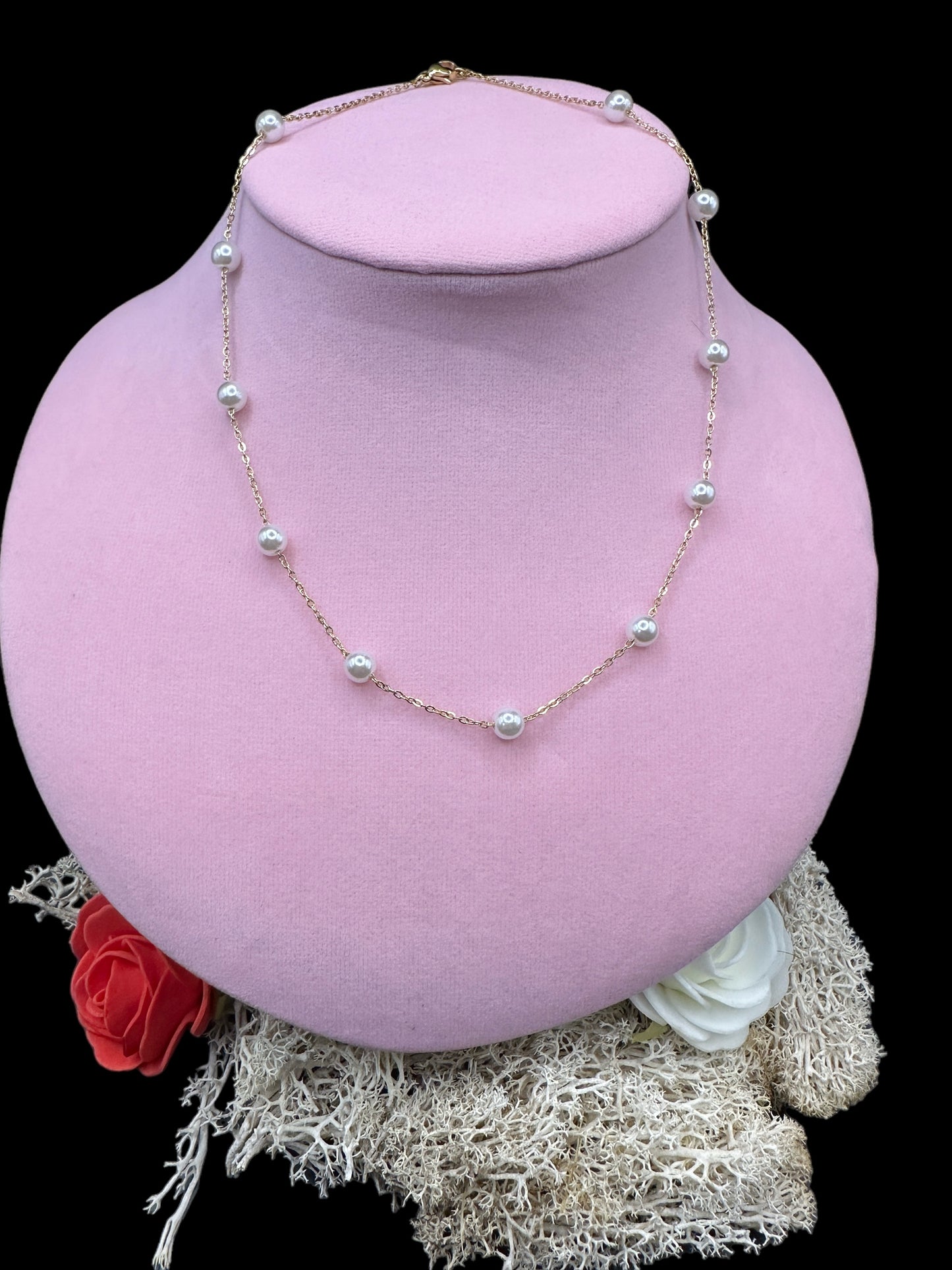 Collier perles blanche