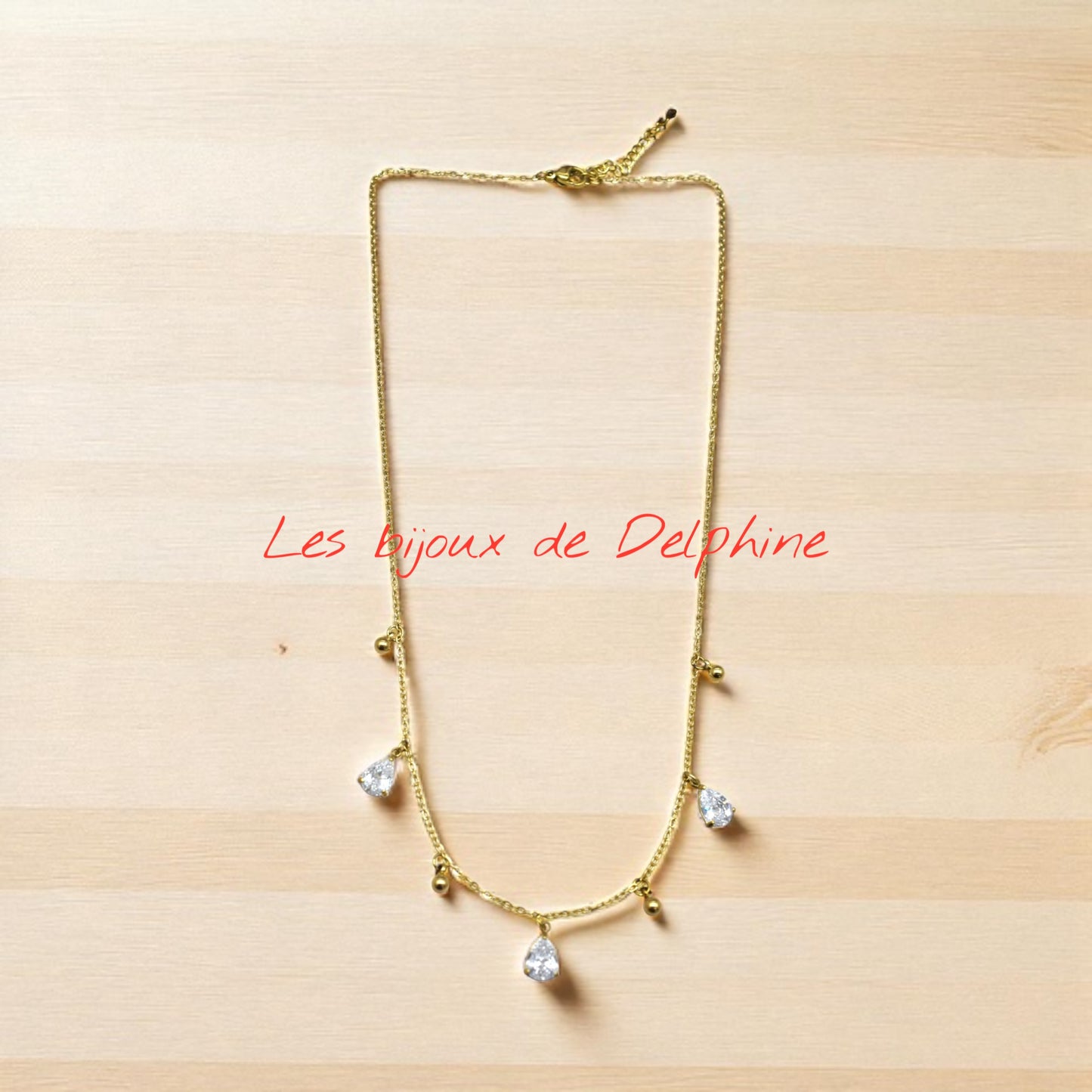 Collier acier pendentif « Diamants «