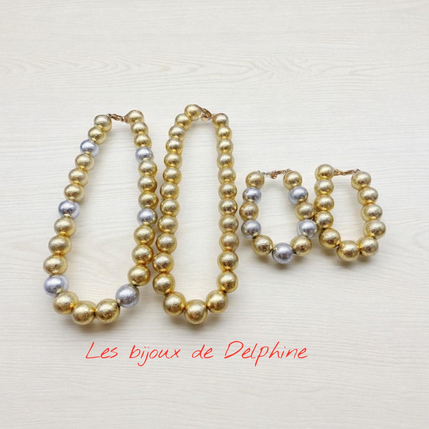 Collier acier grosses perles