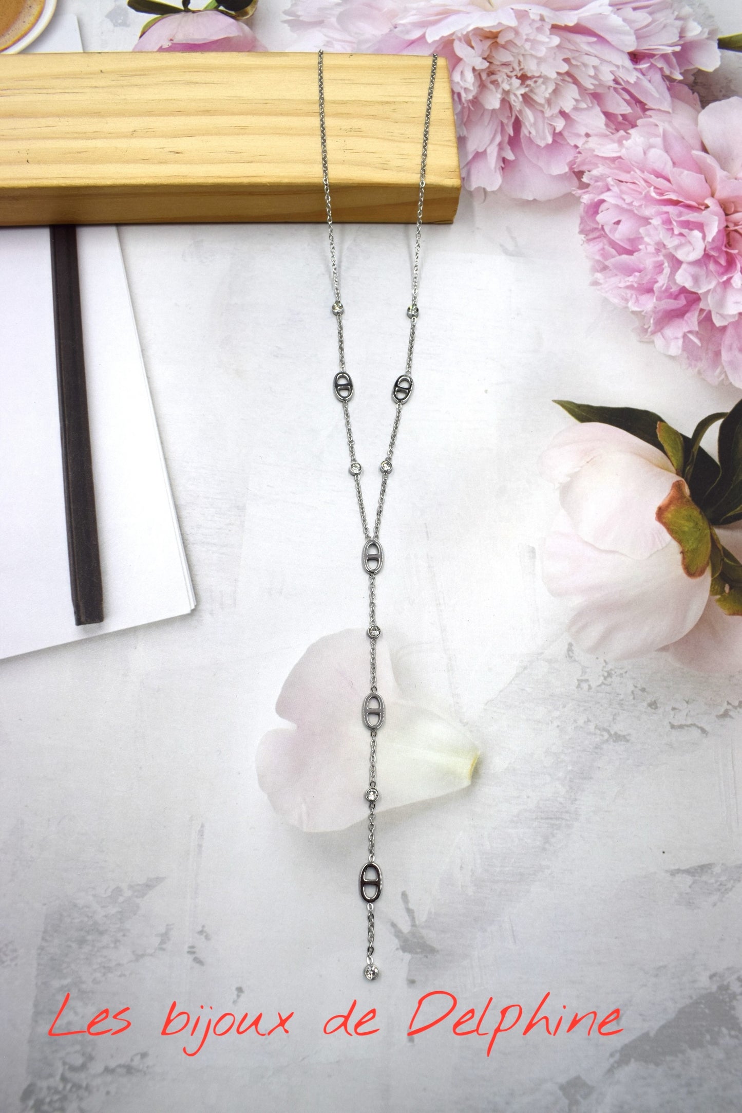 Collier Y avec petit strass