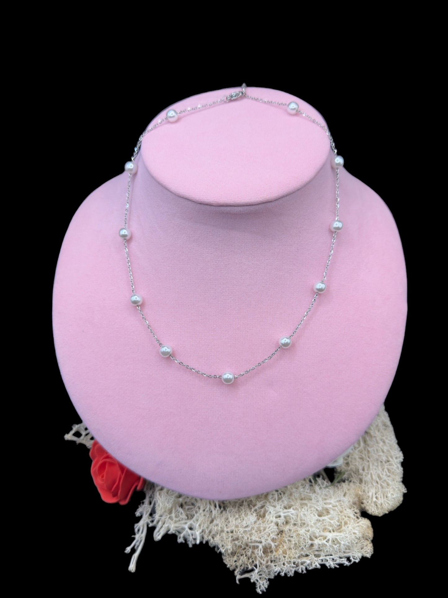 Collier perles blanche