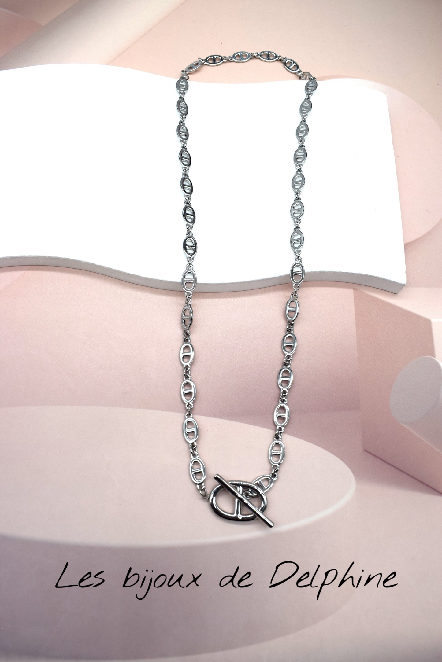 Collier acier style grain de café