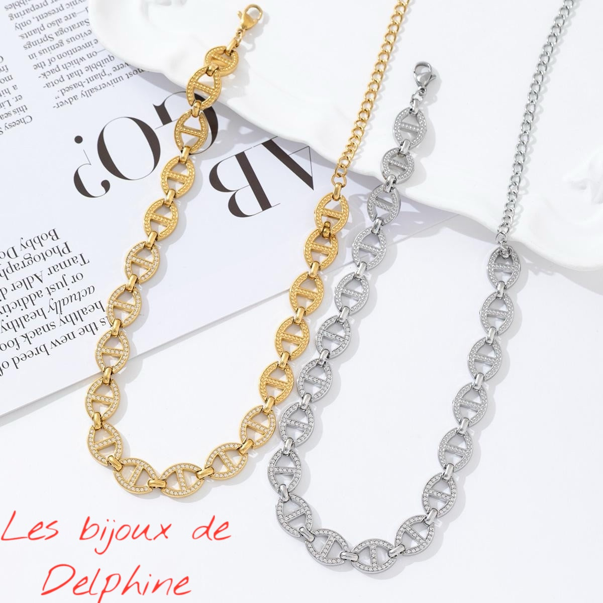 Collier acier grain de café
