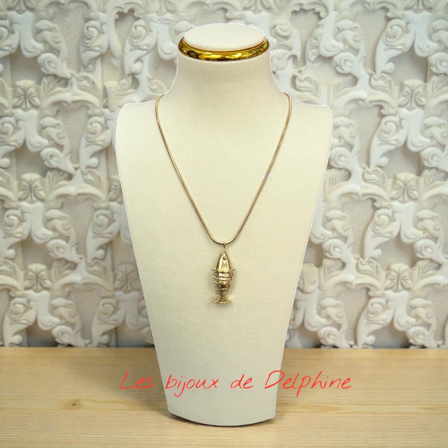 Sautoir acier pendentif poisson articulé