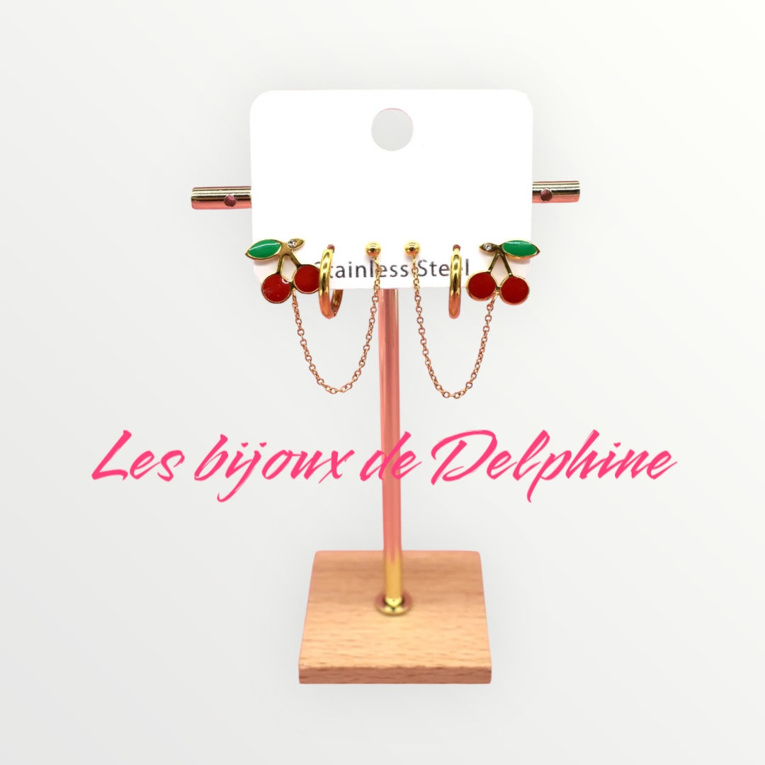 Boucles cerises chaînette
