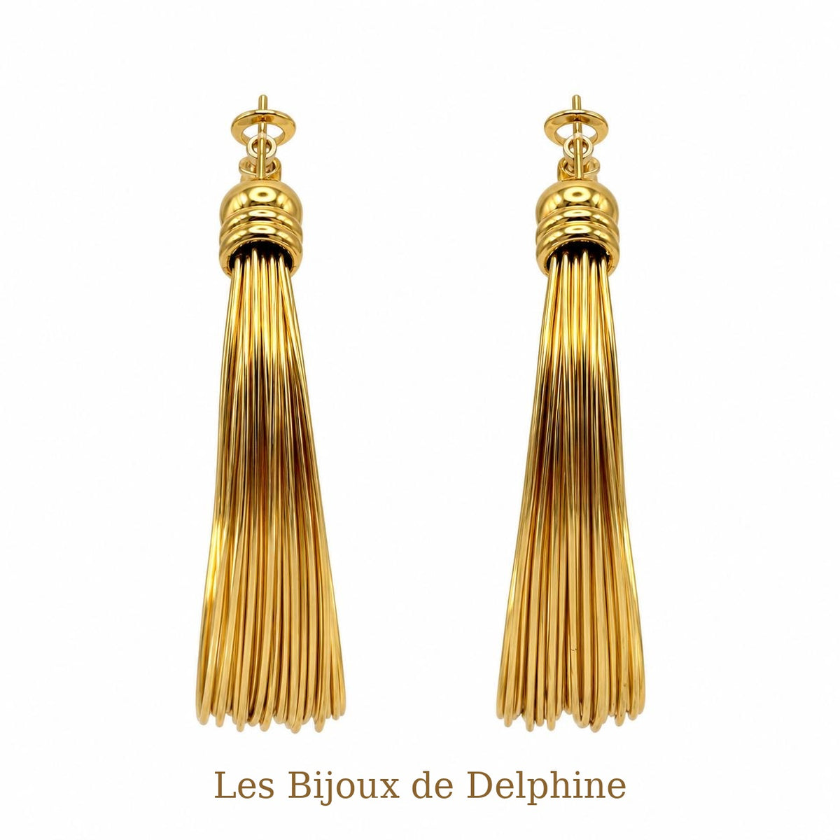 Boucles d’oreilles pendantes dorées multibrins