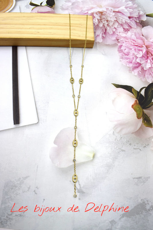 Collier Y avec petit strass