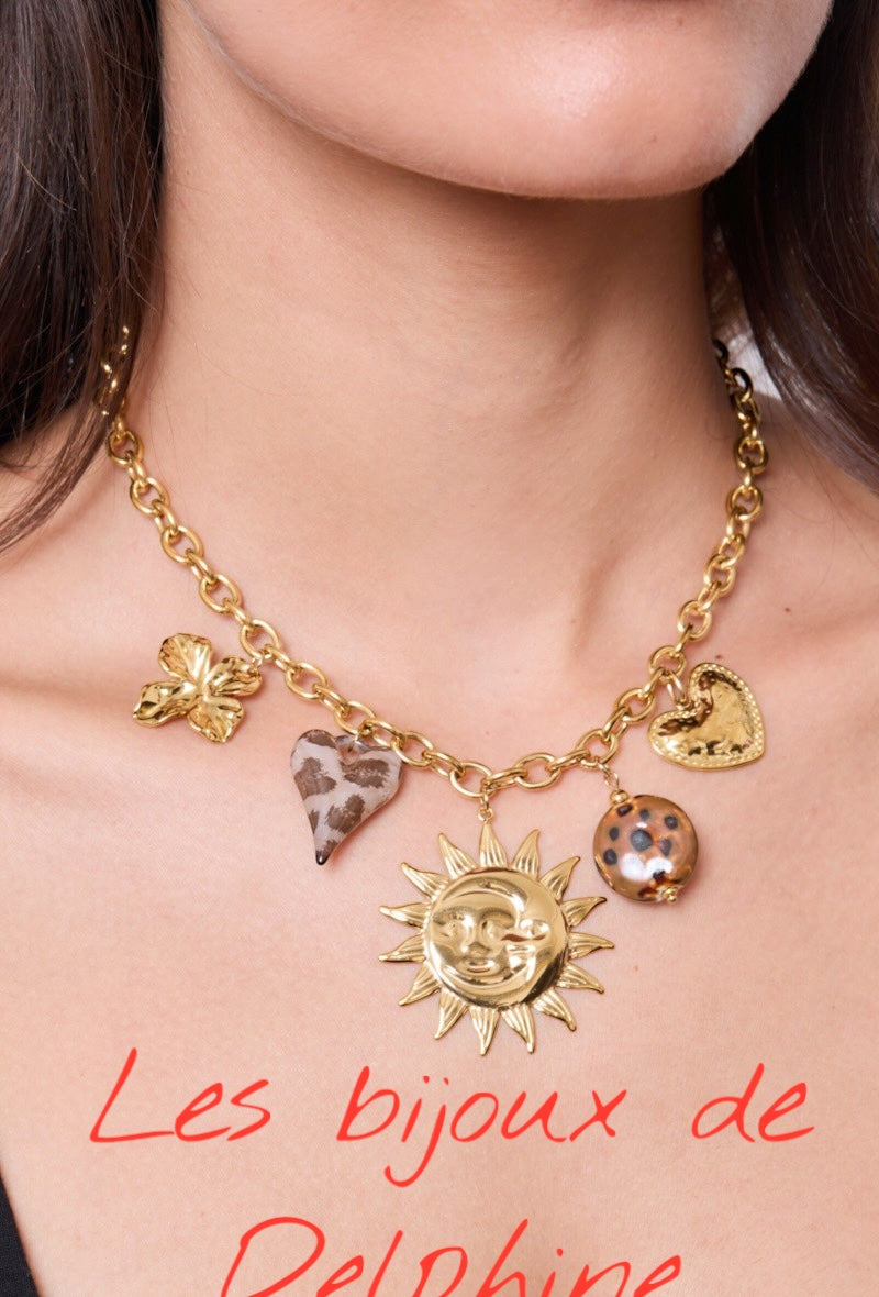 Collier pendentif acier inoxydable léopard