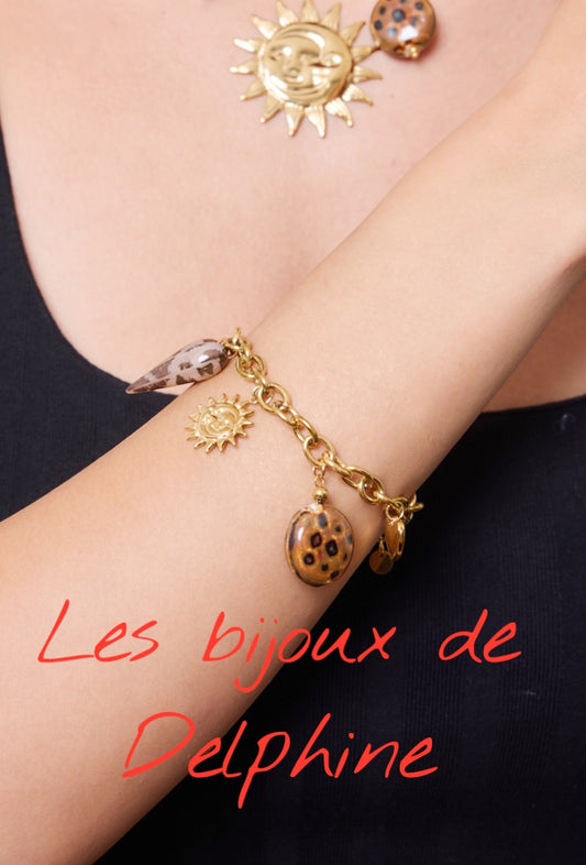 Bracelet breloques léopard