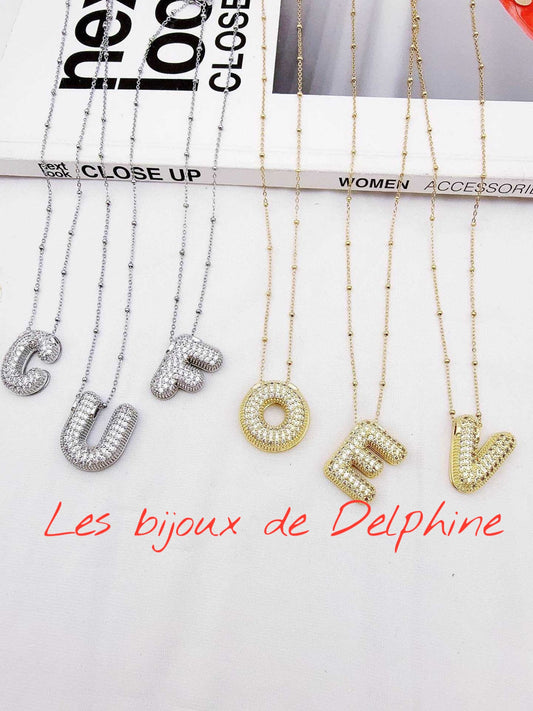Collier lettre strasse « Ballon »