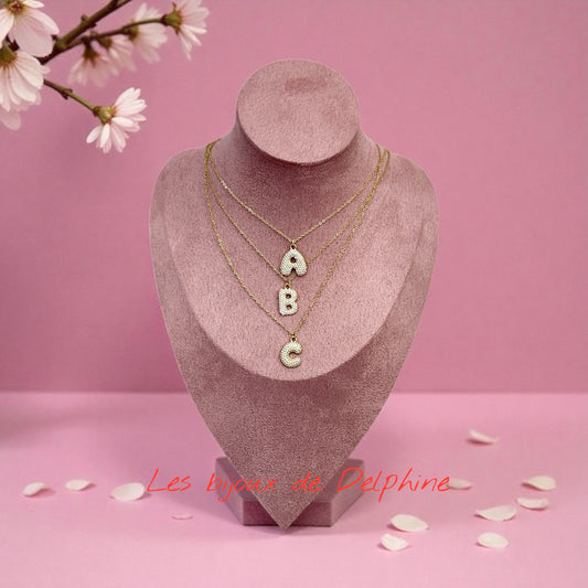 Collier lettre strasse « Ballon »