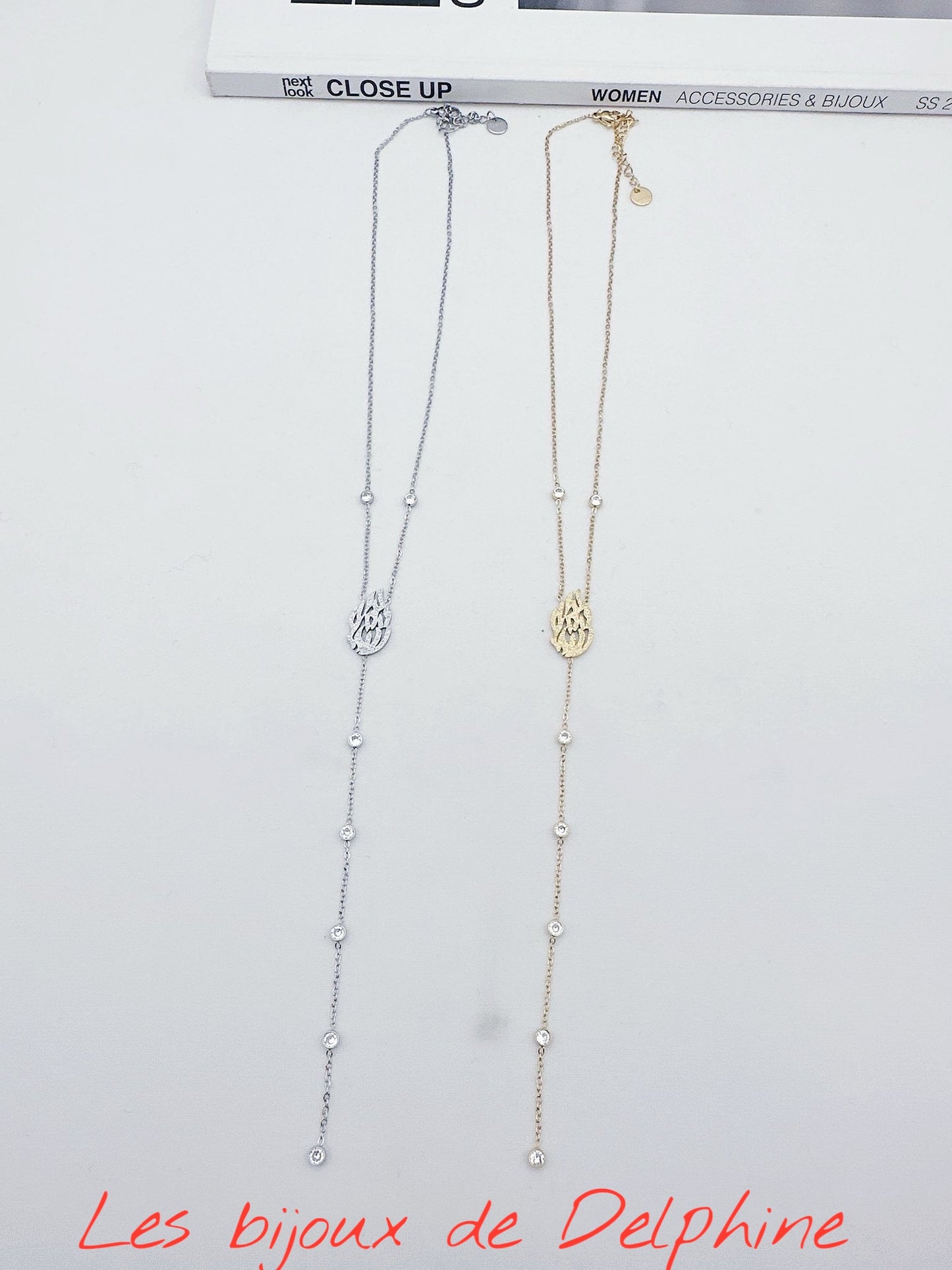 Collier flamme Y pailletée