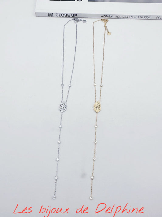 Collier flamme Y pailletée