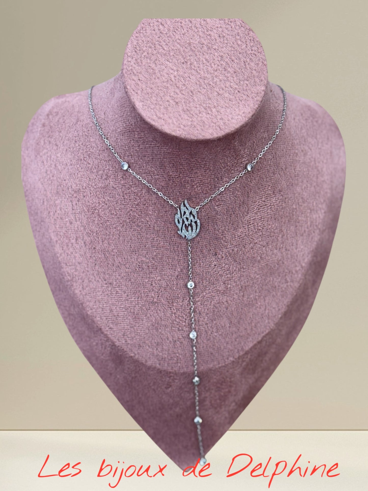 Collier flamme Y pailletée