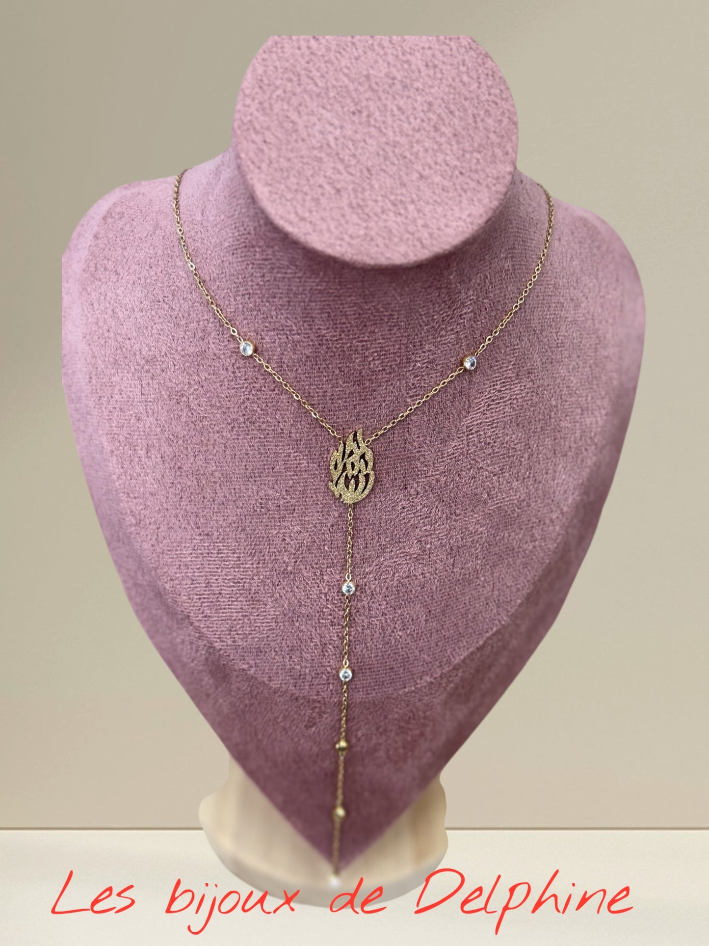 Collier flamme Y pailletée