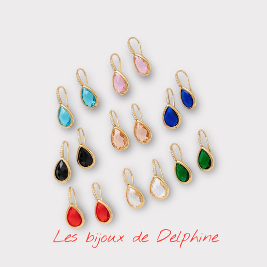 Boucles type « Dormeuses » pierre en couleur