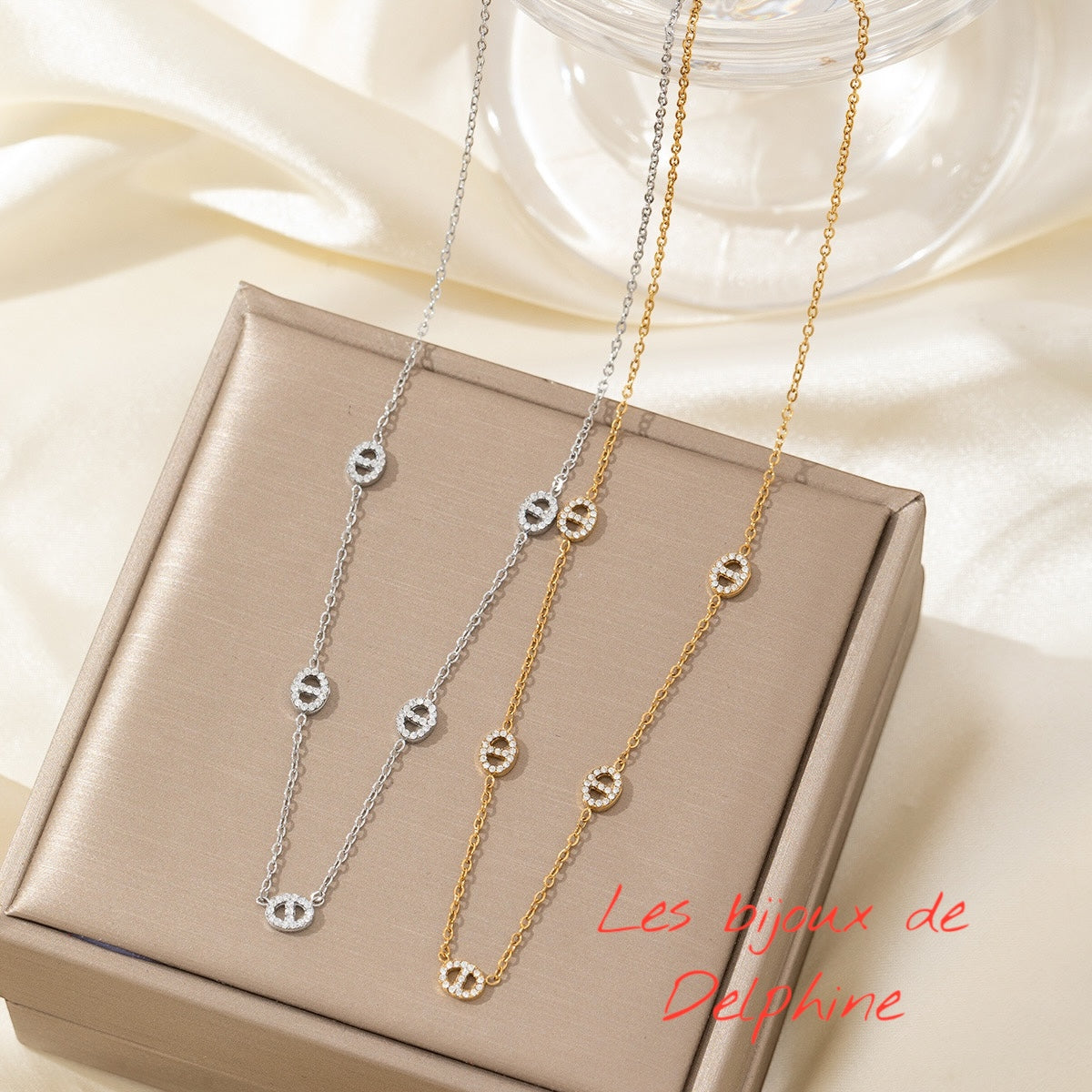 Collier acier inoxydable petit grain de café