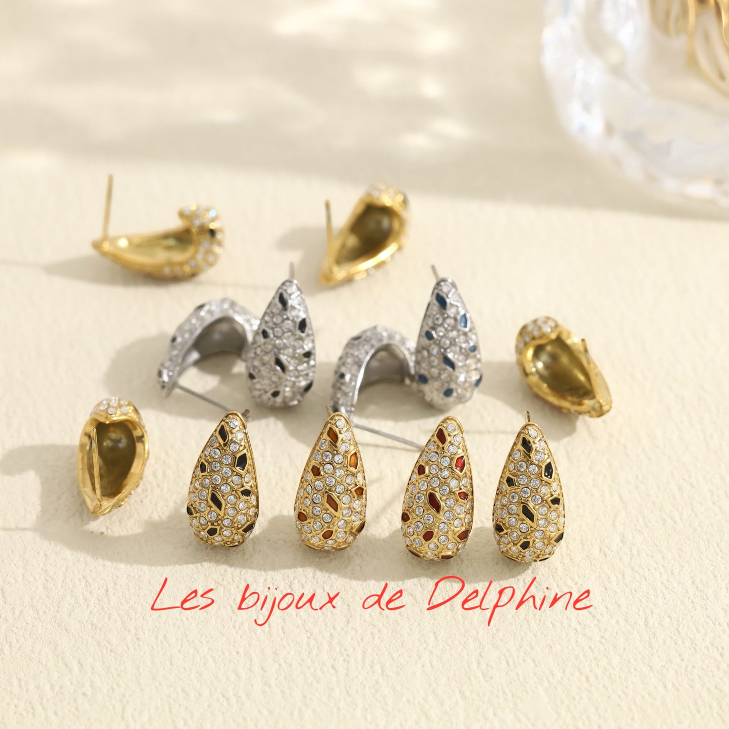 Boucles d’oreilles acier strass etcouleur
