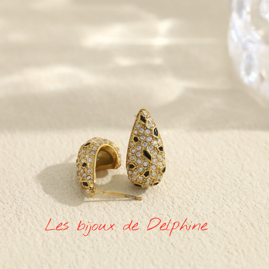 Boucles d’oreilles acier strass etcouleur