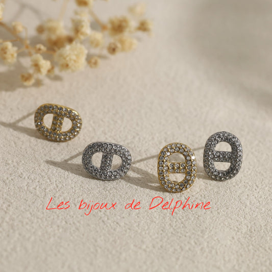 Boucles grains de cafés en strass