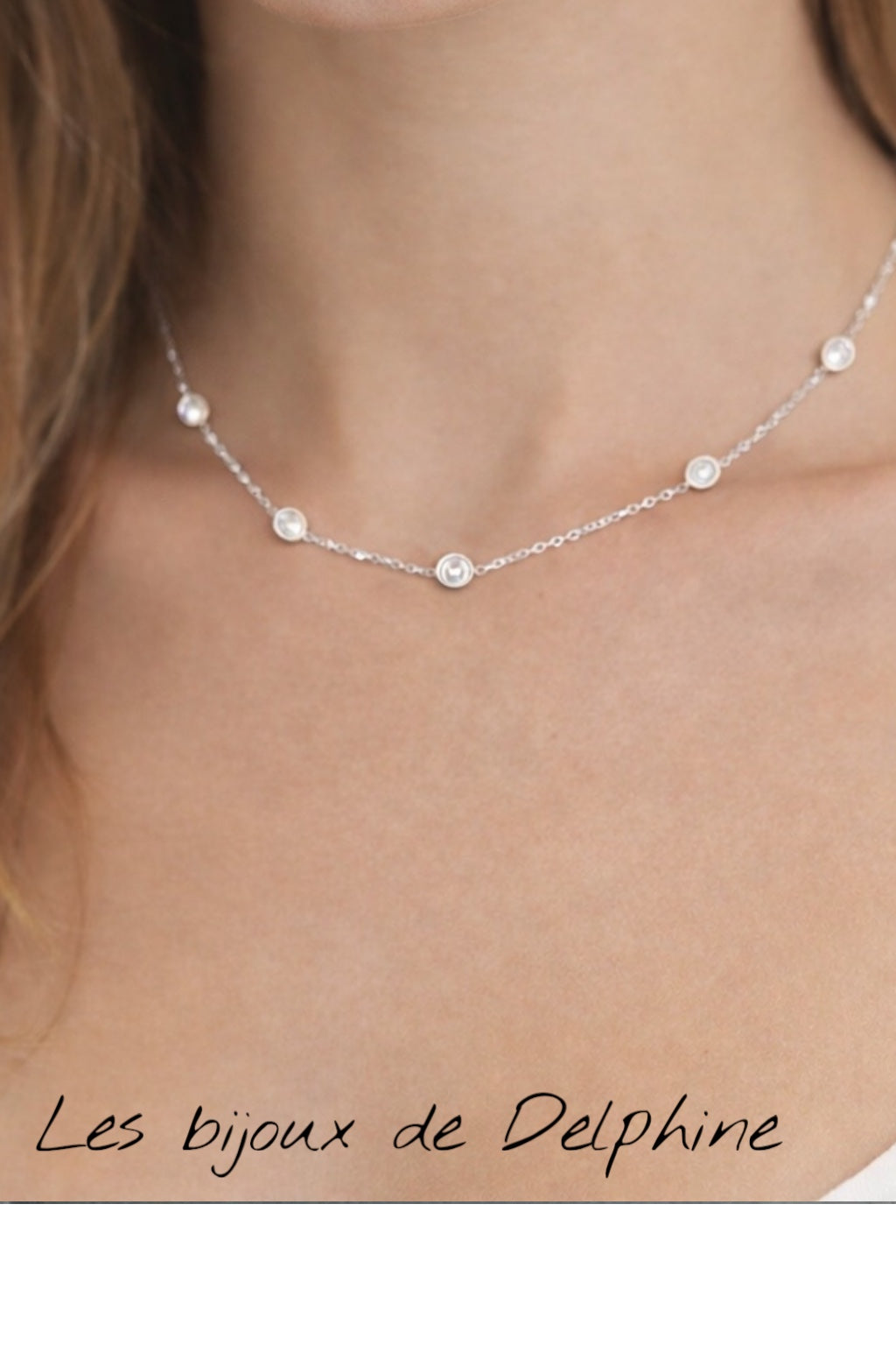 Collier acier petits strass