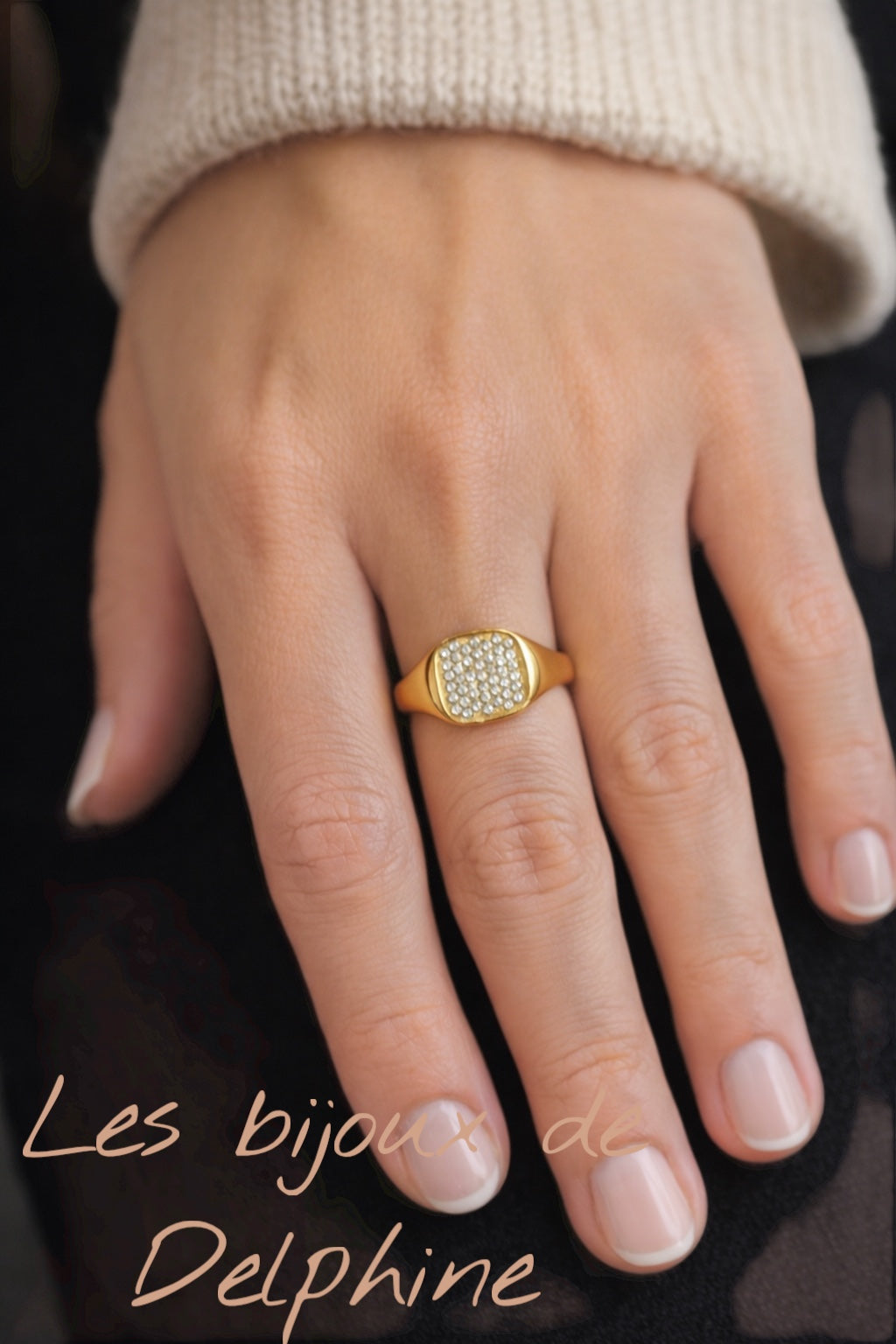 Bague acier type chevalière