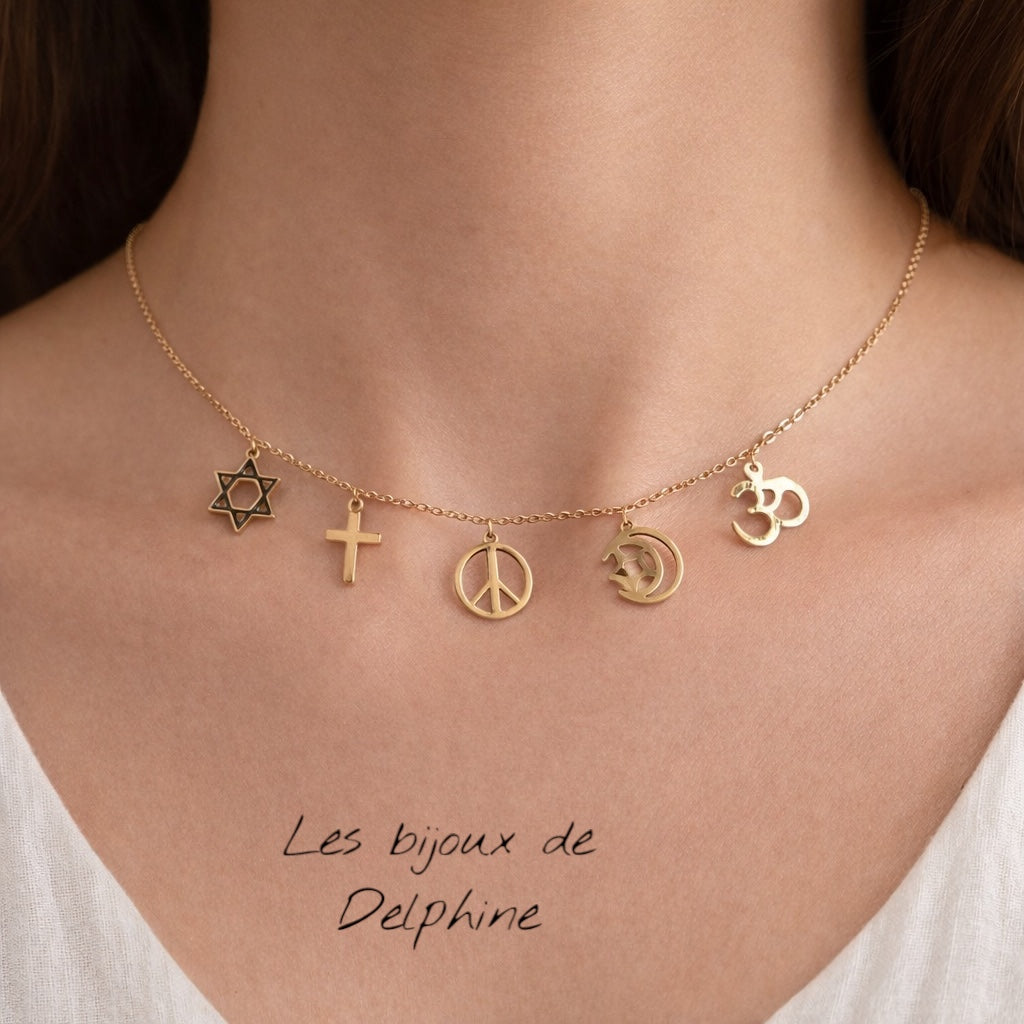 Collier multi religion paix