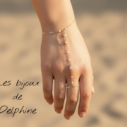 Chaîne de main strass et perles