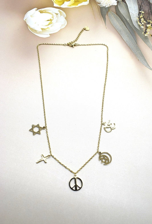 Collier multi religion paix