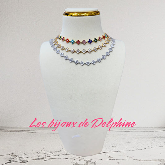 Collier trèfles à strass