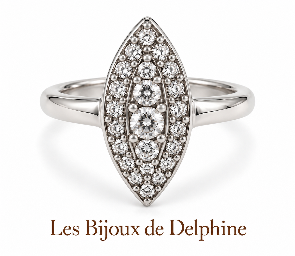 Bague navette pavée argentée – Les Bijoux de Delphine
